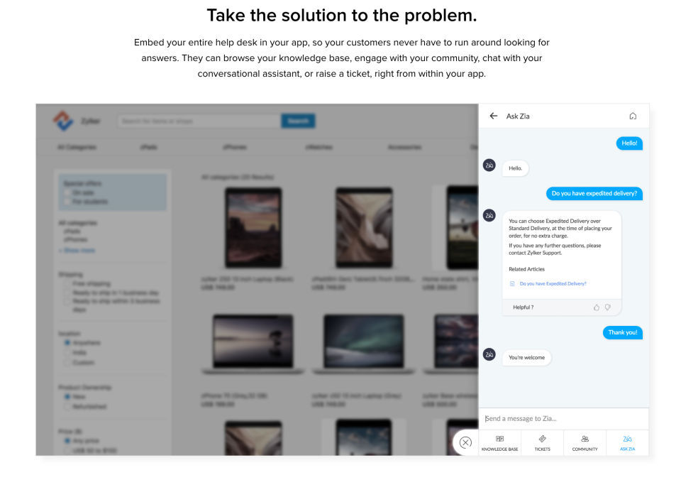 Zoho Desk screenshot