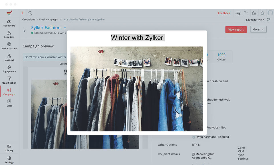 Zoho MarketingHub screenshot
