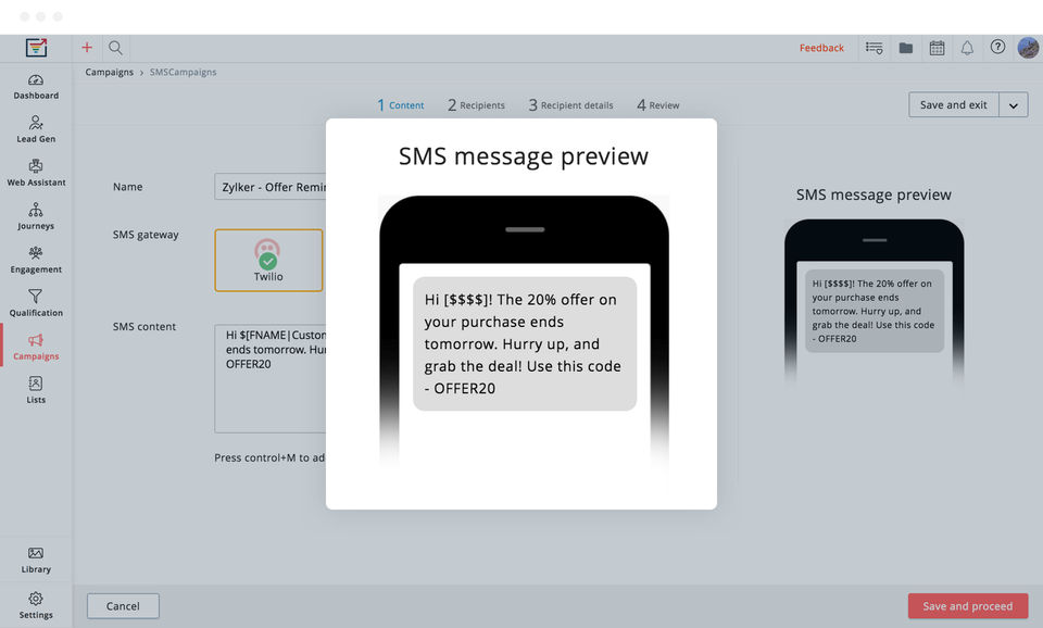 Zoho MarketingHub screenshot
