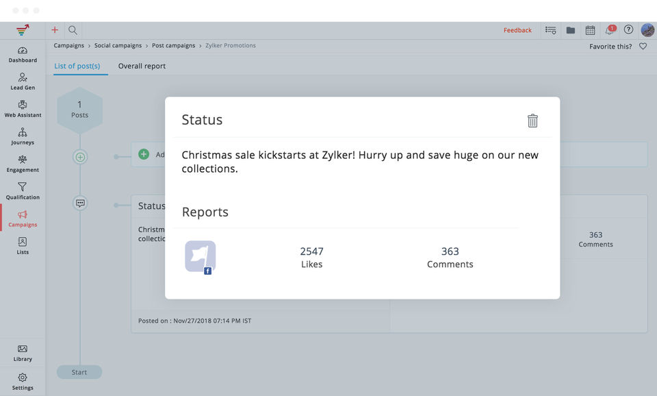 Zoho MarketingHub screenshot