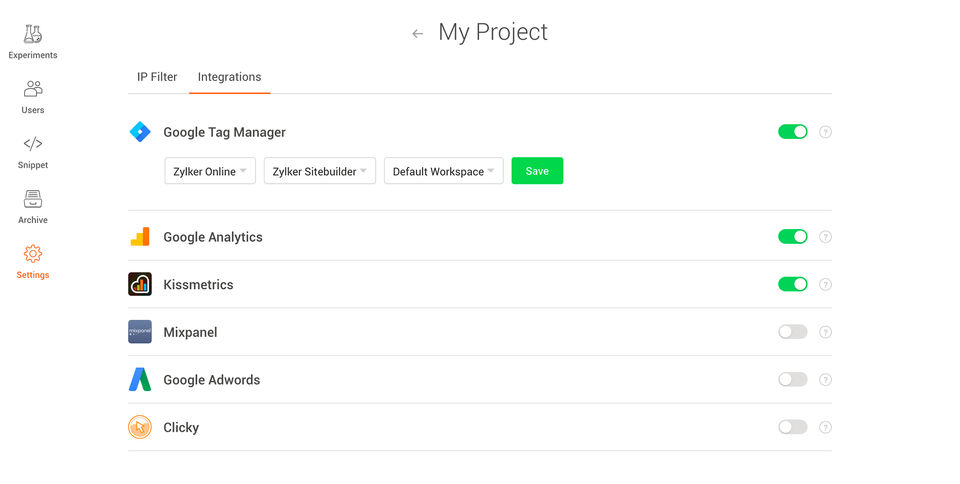 Zoho PageSense screenshot