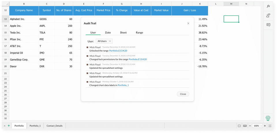 Zoho Sheet screenshot