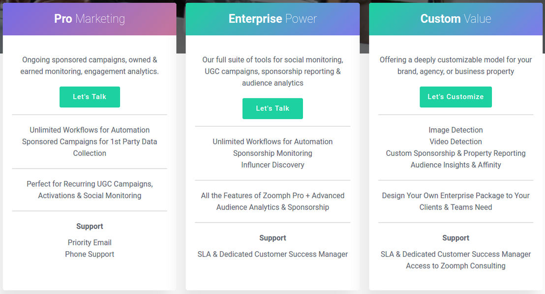 Zoomph pricing 1