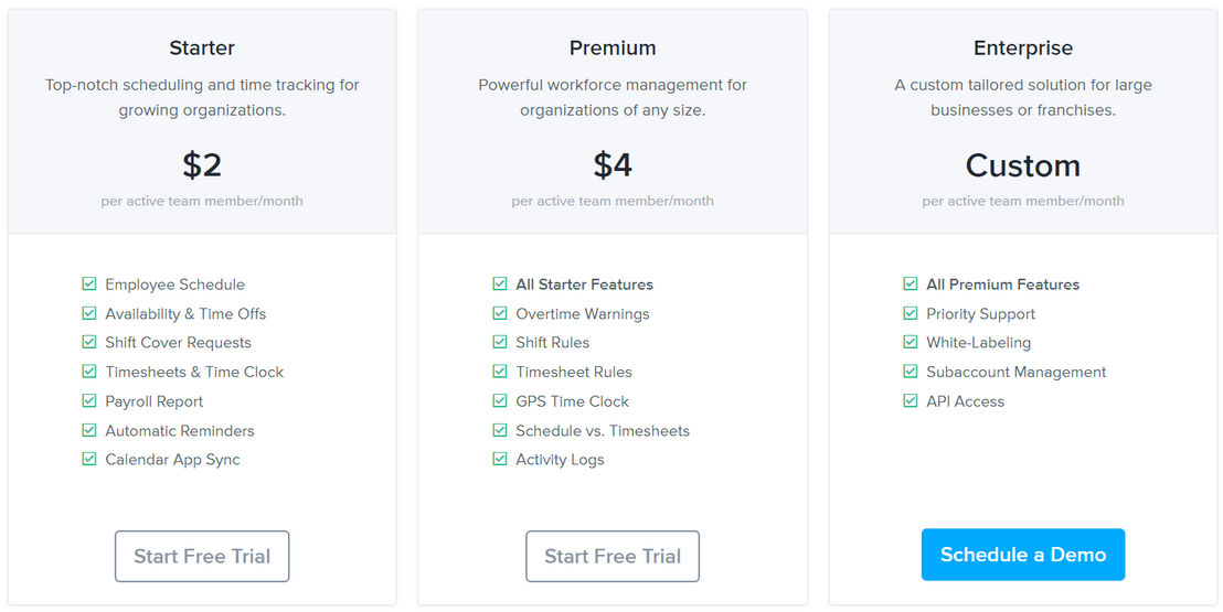 ZoomShift pricing 1