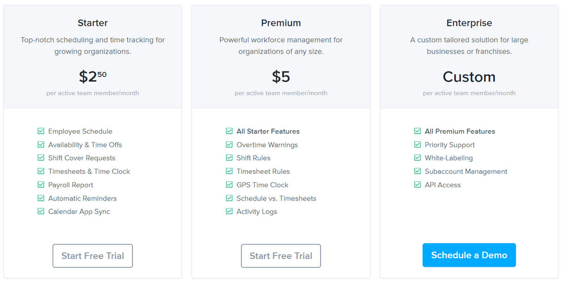 ZoomShift pricing 2
