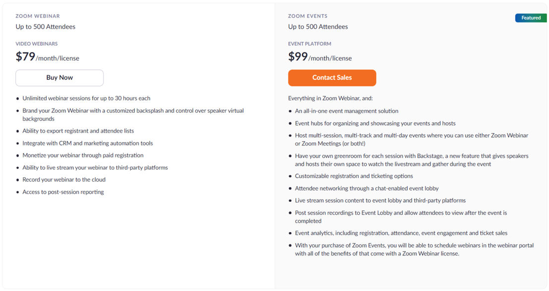 Zoom Video Webinar pricing 1