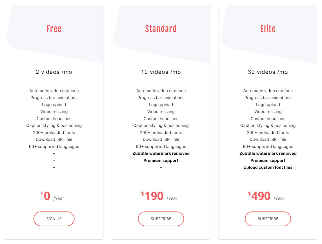 Zubtitle pricing 1
