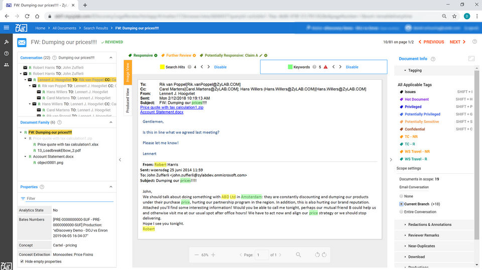 ZyLAB ONE screenshot