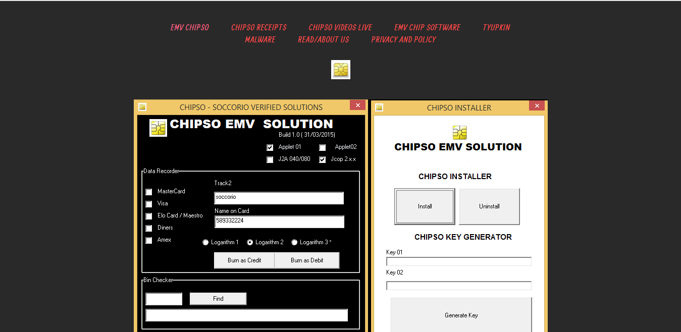 Chipso EMV Software, EMV transactions, credit, debit, and loyalty cards