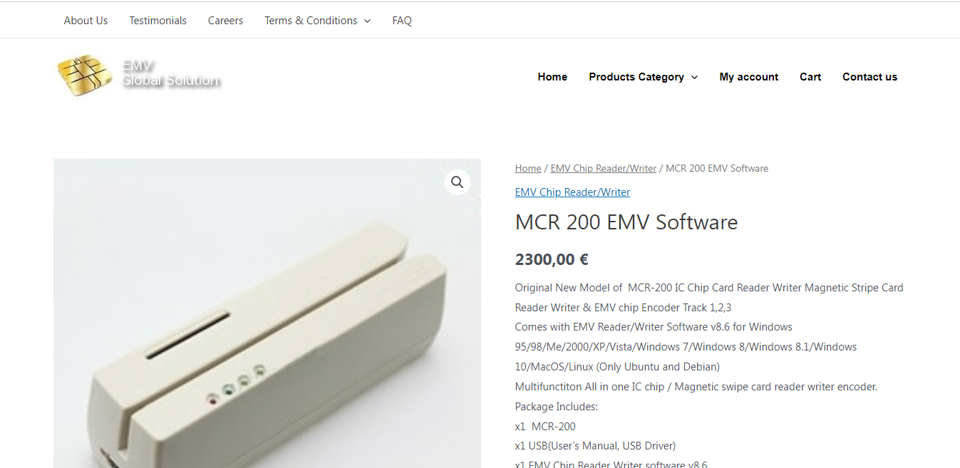 MCR200 EMV Software, prevent fraudulent charges, emv chip, latest version, credit cards, benefits secure transaction